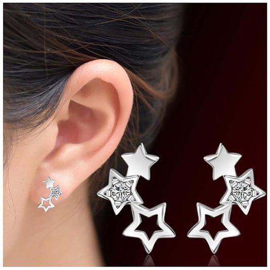 Bohemia Star Climber Crawler Earrings Silver Crystal Star