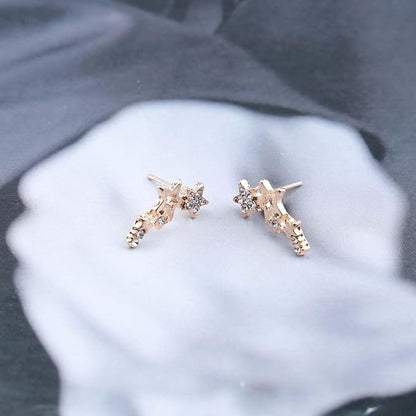 Bohemia Star Climber Crawler Earrings Gold Crystal Star