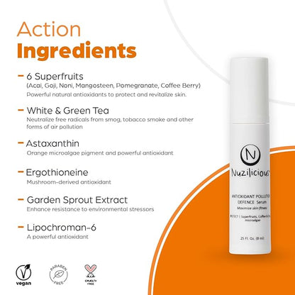 Professional Grade Advanced Skin Defense Serum with Superfruits & Antioxidants – Hydrates, Enhances Radiance & Protects Skin, Vegan & Cruelty-Free, (0.25 oz)