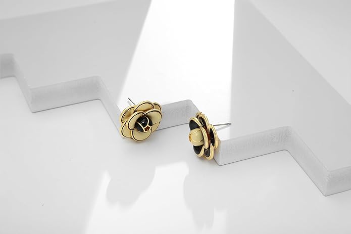CLASSYZINT Gold/White/Red/Black Flower Stud Earrings