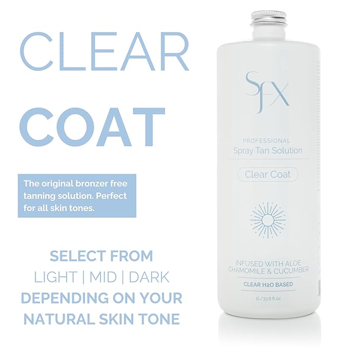 SunFX CLEARCOAT All Natural Spray Tanning Solution | No Bronzers | Infused with botanicals 4 Fl Oz DARK SUMMER