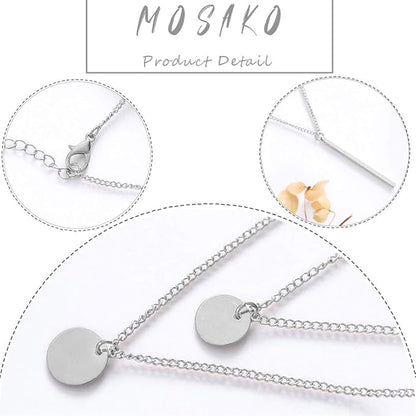 Boho Layered Necklaces Sequins Disc Silver