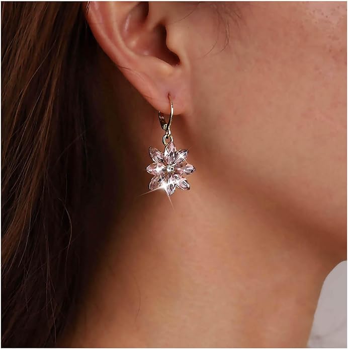 Vintage Blue Crystal Flower Earrings Sapphire