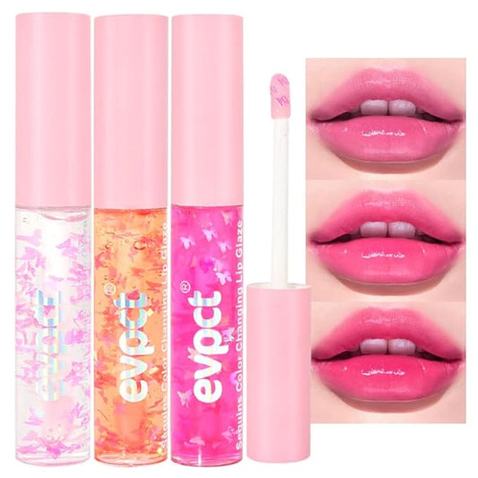 evpct 3Pcs Clear Color Changing PH Tinted Lip Changing