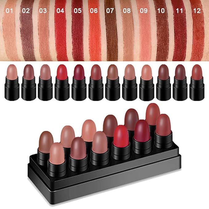 12Pcs Mini Capsule Makeup Lipstick Pills Mini Set Lipstick