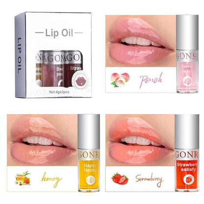 3Pcs Hydrating Lip Oil Set，High Moisturizing Lip Glow Hydrating