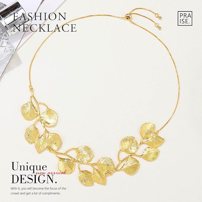 Jovono Boho Necklaces Gold Leaf Pendant