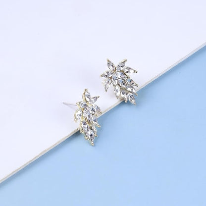 Vintage Crystal Leaf Earrings Leaf Cluster