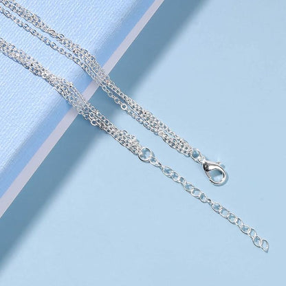 Boho Layered Opal Moonstone Necklace Silver