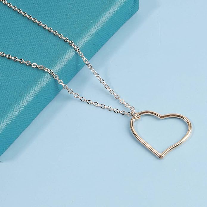 Boho Long Heart Necklace Open Heart