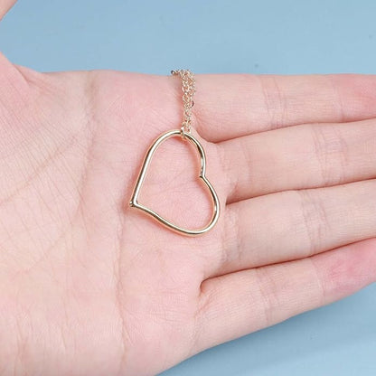 Boho Long Heart Necklace Open Heart