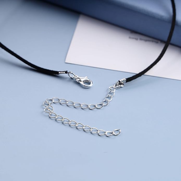 Boho Leather Choker Necklace Thin Black