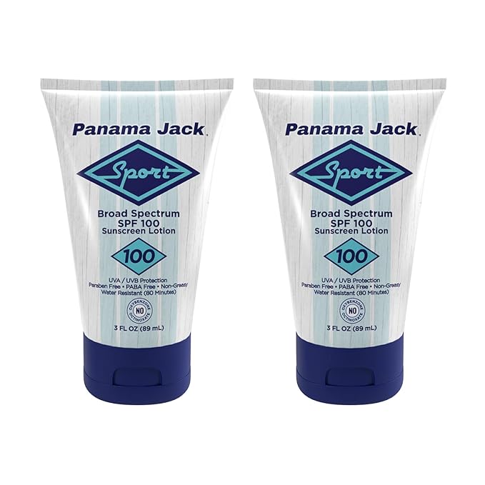 Panama Jack Sport Sunscreen Lotion - SPF 100, Broad Spectrum UVA/UVB Protection, Non-Greasy, PABA, Paraben, Gluten & Cruelty Free, 3 FL OZ (Pack of 12)