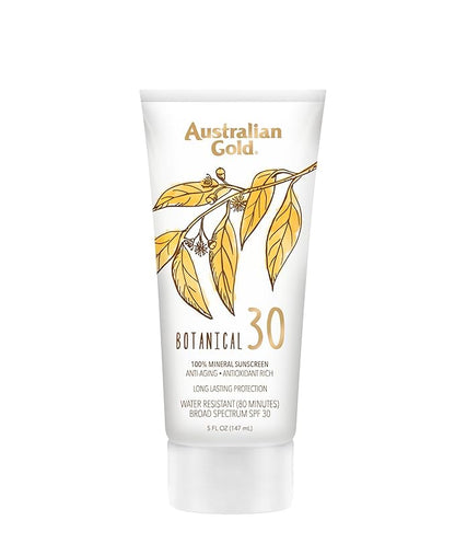 Australian Gold Botanical SPF 30 Mineral Sunscreen Lotion, Non-Chemical Sunblock with Titanium Dioxide & Zinc Oxide, Native-Australian Ingredients, Water-Resistant, Citrus Oasis Fragrance, 5 Oz