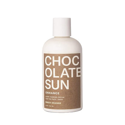 Chocolate Sun - Organic Enhance Light Tanning Cream Face & Body | Clean, Non-Toxic Sunless Tanning (Light, 8 oz | 236 ml)