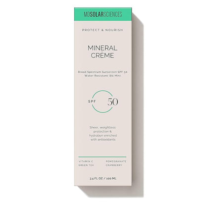 MDSolarSciences Face and Body Sunscreen, SPF 50, Mineral Sunscreen for Kids and Adults, Water-Resistant Up to 80 Minutes, Broad Spectrum UV Protection, 3.4 Fl Oz