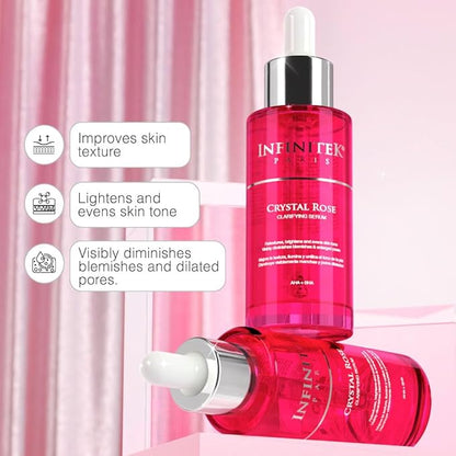 Infinitek Paris Crystal Rose Serum - Hydrating and Exfoliating Brightening Serum, Face Moisturizer and Skin Lightening Serum for Radiant, Moisturized Skin - Premium Facial Moisturizer 1 Fl Oz