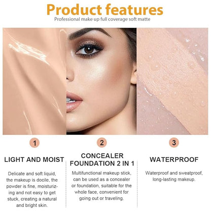 2 Pack Liquid Foundation Cream with Foundation Brush