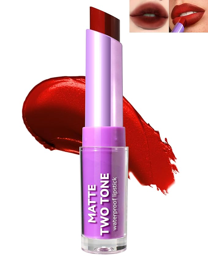 Matte Lipstick Two Tone Waterproof Lip Gloss, Long Gloss,