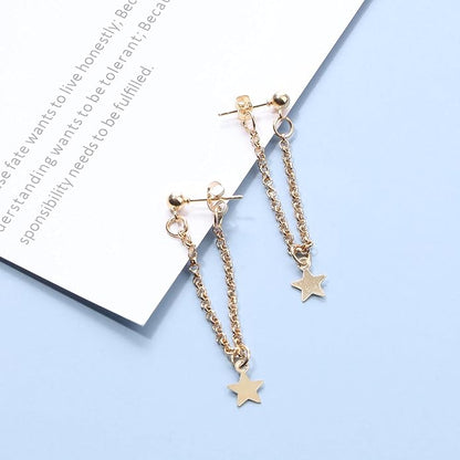 Boho Star Chain Earrings Gold Star