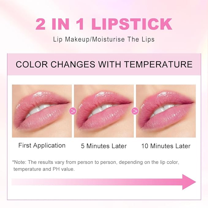 BINGBRUSH Clear Crystal Color Changing PH Lipstick,Rich in Vitamin E for All-Day Moisture,Gold Foil Long Lasting Moisturizer Waterproof Discoloration (04#)