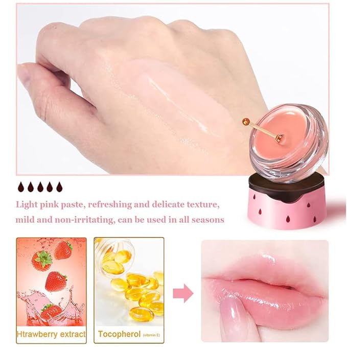 Strawberry Lip Balm Honey Pot, Hydrating