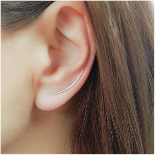 Boho Bar Ear Climber Earrings Gold Stick Studs