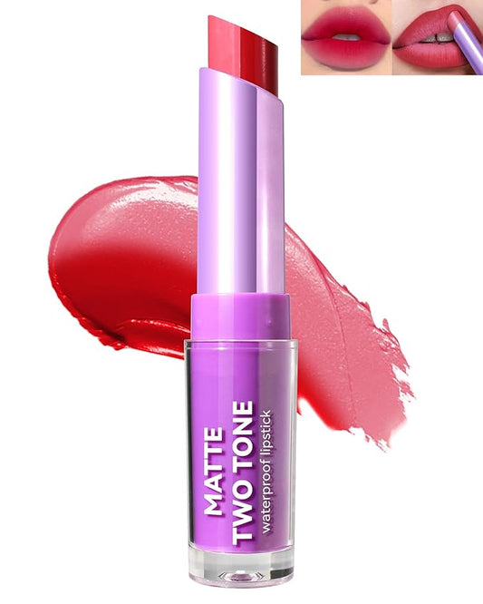 Pink Matte Lipstick Two Tone Waterproof Lip Gloss, Gloss,