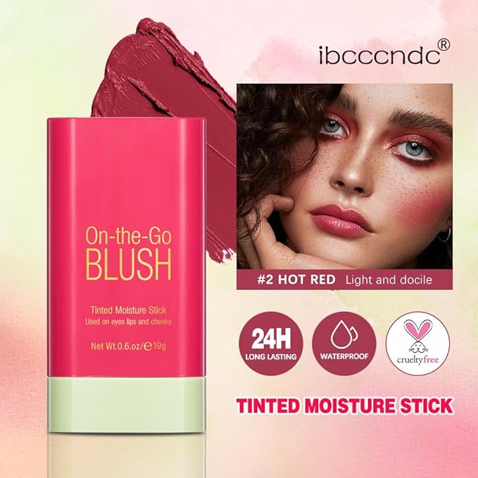 Soft Creamy Blush Stick,On-the-Go Blush,2-in-1 Cheek and Lip