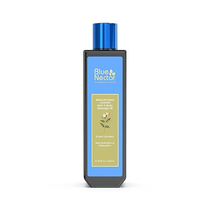 Blue Nectar Sensuous Jasmine Body Massage Oil for Relaxing Massage Therapy with Essential Oils | 100% Natural Ingredients (8 Herbs, 6.76 fl oz)