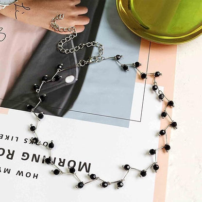 Black Crystal Choker Necklace Short Black