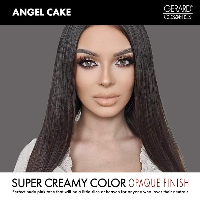 Gerard Cosmetics Supreme Lip Creme Angel Cake | Highly Pigmented, Fully Opaque Nude Pink Lip Gloss | Nourishing, Hydrating, Liquid Lipstick for Full Coverage Lip Color