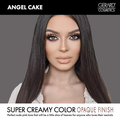 Gerard Cosmetics Supreme Lip Creme Angel Cake | Highly Pigmented, Fully Opaque Nude Pink Lip Gloss | Nourishing, Hydrating, Liquid Lipstick for Full Coverage Lip Color