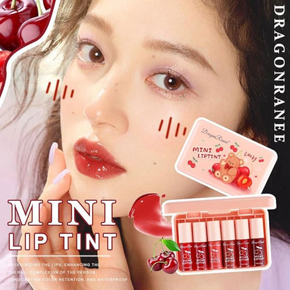 6 Colors Lip Tint Stain Set, Korean Lip Gloss Matte Velvet Lip Stain, Multi-Use Cheek and Lip Tint Moisturizing Mini Liquid Lipstic, Non-Stick Cup, Lightweight, High Pigment, Long-Lasting, Vivid Color