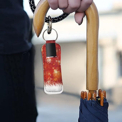 Christmas Snowflake Holiday Red Print Chapstick Sleeve