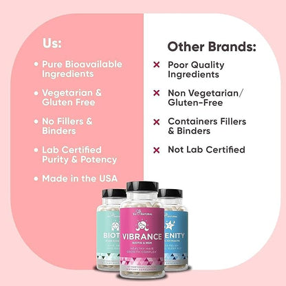 Eu Natural Beauty Bundle - Vibrance Bundle with Biotin & Serenity for Healthier Hair Growth, Stronger Nails, Glowing Skin