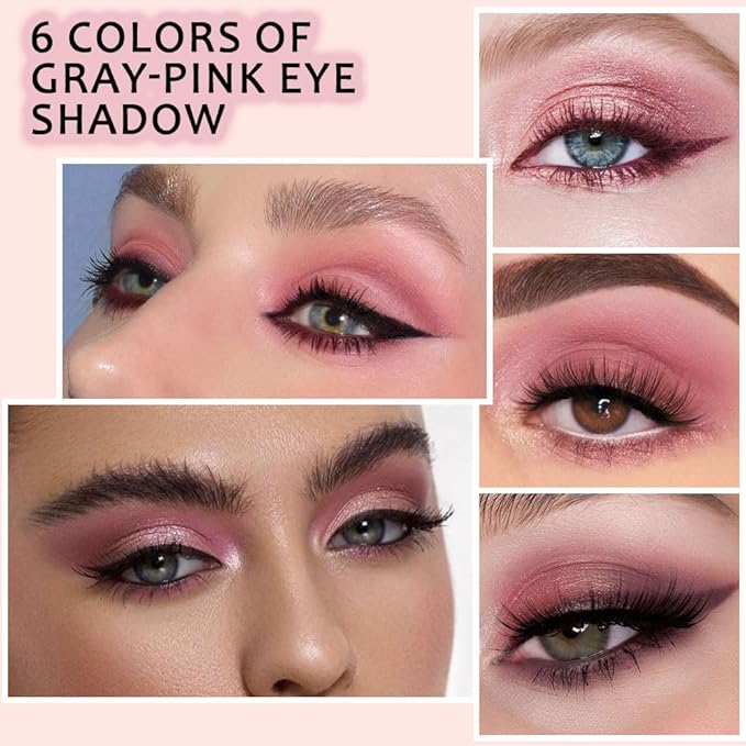 6 Colors Nude Pink Purple Matte Shimmer Eyeshadow
