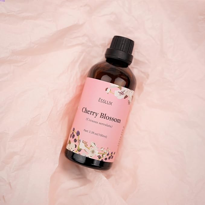 Cherry Blossom Essential Oil 100ml, ESSLUX Aromatherapy Oils for Diffuser, Massage, Soap, Candle Making, Perfume