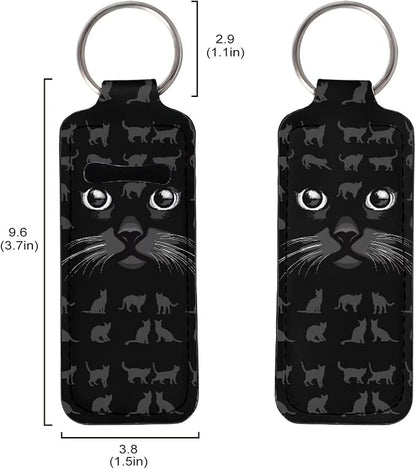 Bulopur Black Cat Face Chapstick Holder Keychain Bulk, Lipgloss