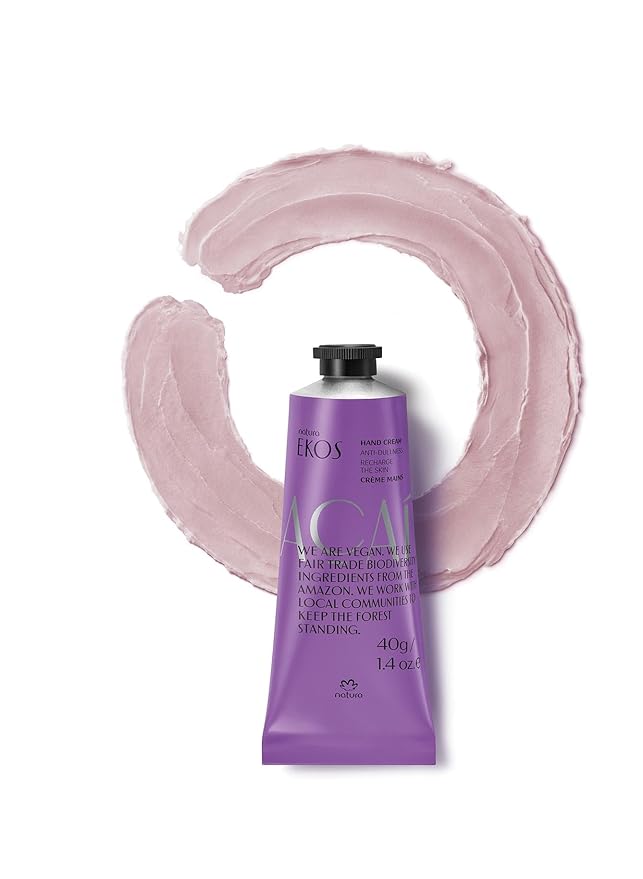 natura - Ekos Açaí Hand Cream - Anti-Dullness Hand Balm - Recharge the Skin - Fast Absorption - Skin Moisturizer - Vegan Skin Care - Brazilian Beauty Secrets - Self Care & Body Care - 1.41oz (40g)