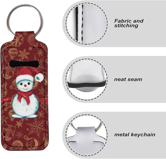 Chapstick Holder Keychain Christmas Cute Snowman Balm