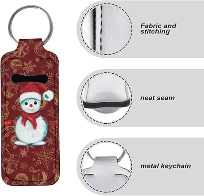 Chapstick Holder Keychain Christmas Cute Snowman Balm