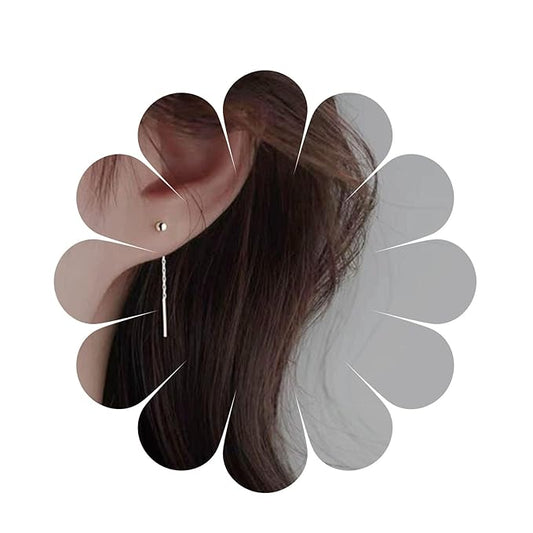 Boho Bar Threader Earrings Silver Line