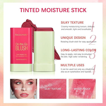 Multi-Use Makeup Blush Stick, Cream Blush Stick, Tinted (3#Coral Orange)