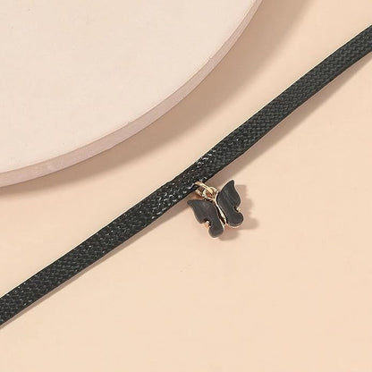 Vintage Black Choker Necklace Chain Goth Leather Choker