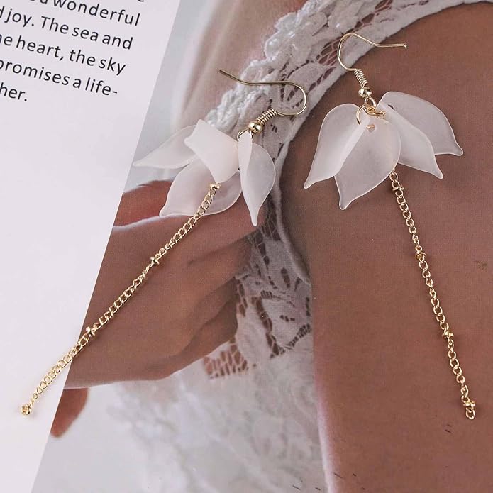 Vintage Acrylic Flower Petal Drop Earrings