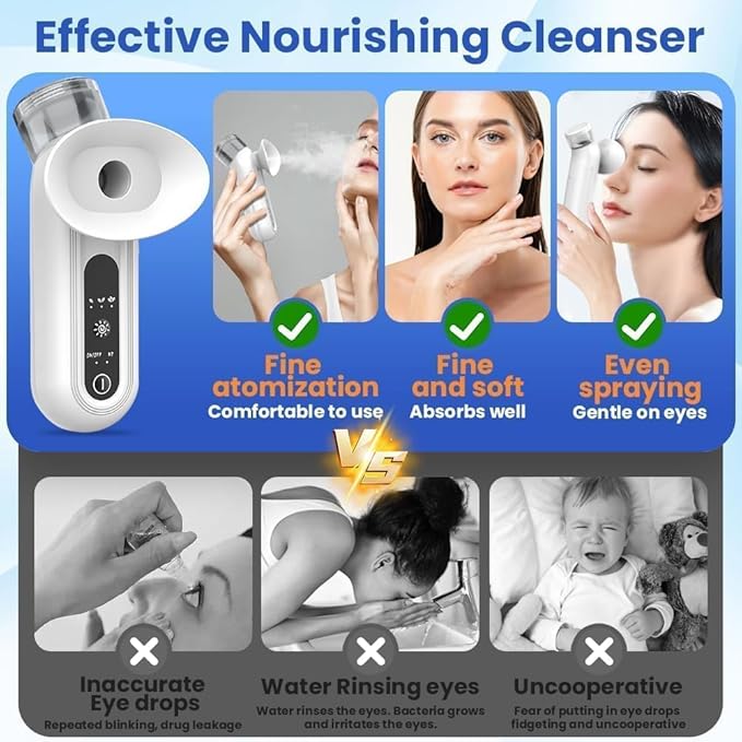 Eye Mist Steam Sprayer for Relief Dry Eyes, Eye Treatment, Portable Heated Eye Masks, Mini Eye Moisturizing Cleaning Soothing Steamer
