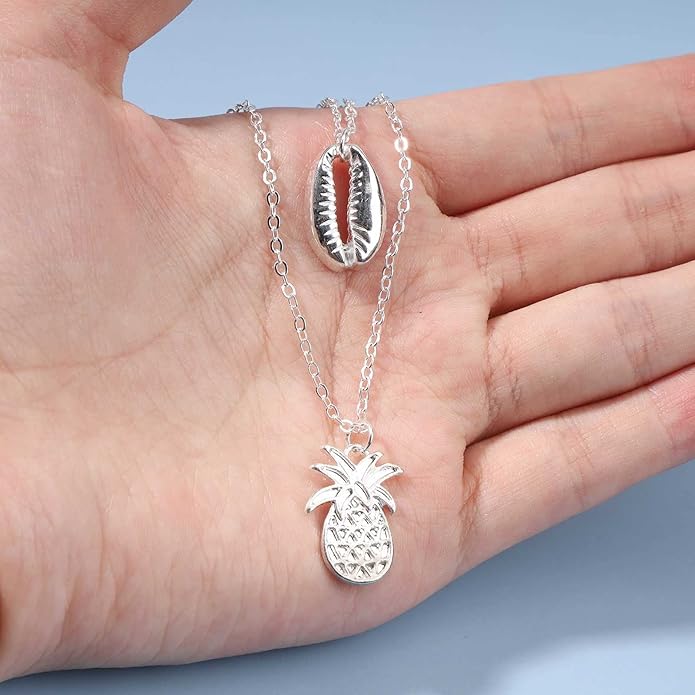 Boho Layered Shell Pineapple Choker Necklace