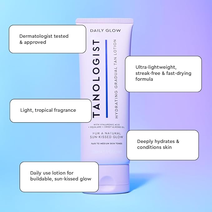 Tanologist Hydrating Gradual Tan Lotion - Medium/Dark - Hydrating Self Tanning Lotion with Hyaluronic Acid & Squalane - Sun Kissed, Natural Looking Self Tan - 8.45 fl oz