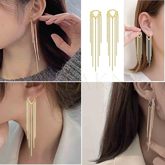 Boho Long Tassel Chain Earrings Fringe Drop Dangle